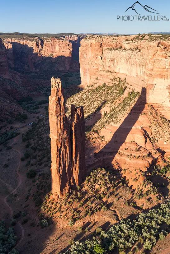 Der Spider Rock im Abendlicht